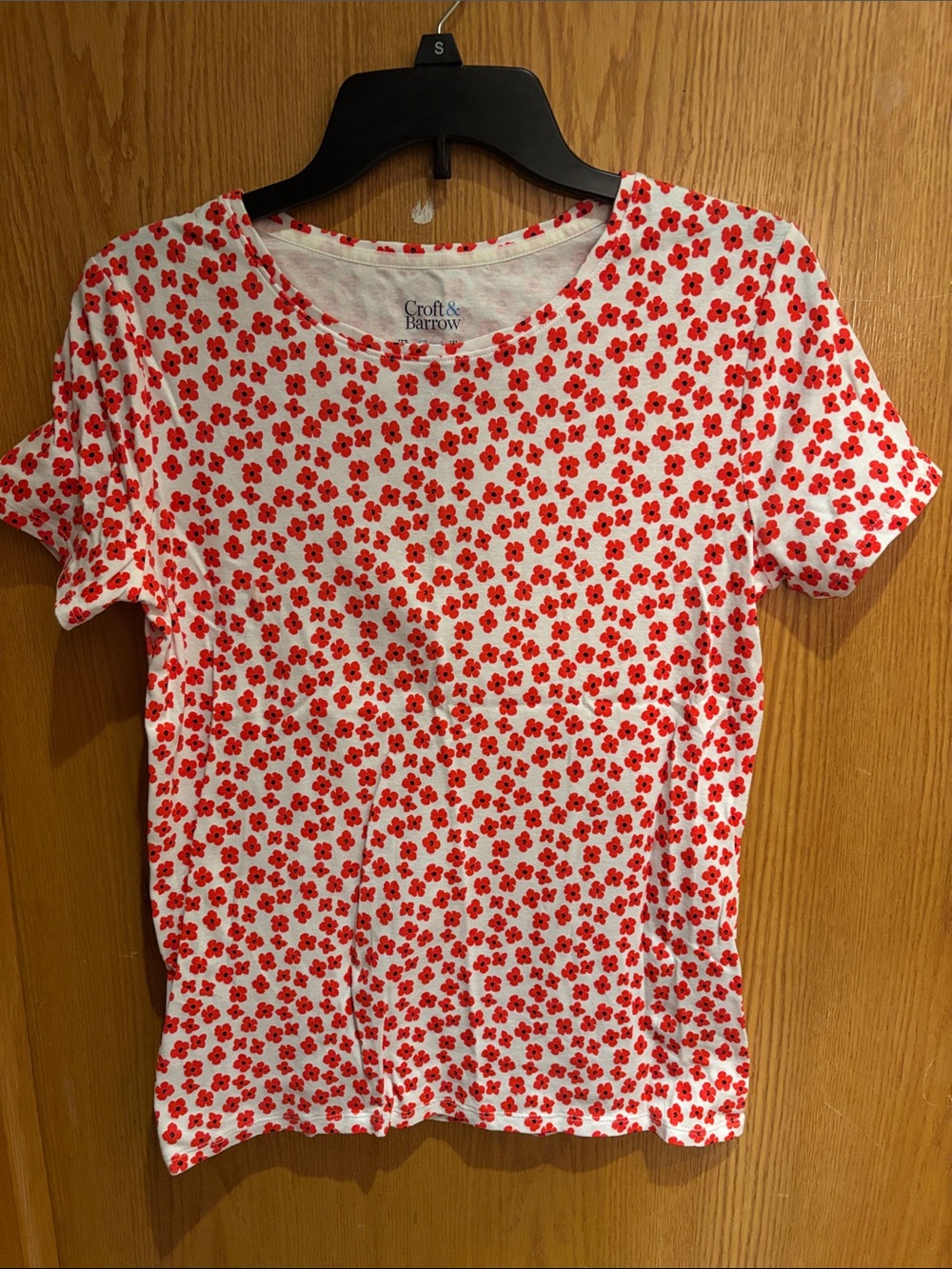 Croft & Barrow, short sleeve tee, orange flower print, Small
